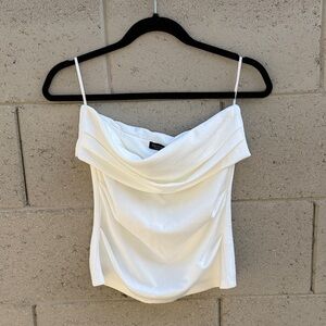 Emerson Lang White Draped Strapless Top
